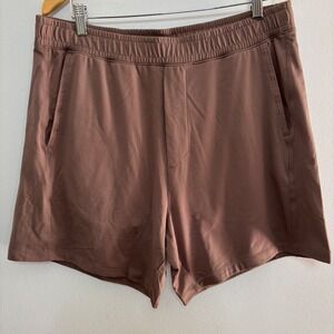 Nuuds Movement Shorts Men L Brown Travel Comfort Athleisure Loungewear Travel 6"